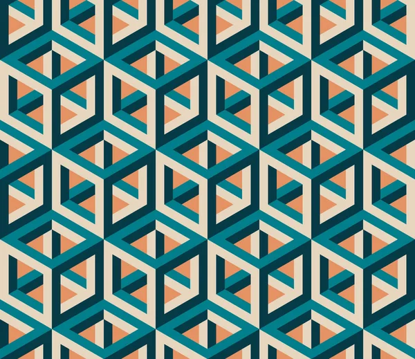 Patrón Vintage de estructura de cubo hexagonal isométrico sin costura vectorial — Archivo Imágenes Vectoriales