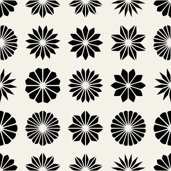 Vzor-vektorové bezešvé černé a bílé květinové Petal tvar hvězdy — Stockový vektor