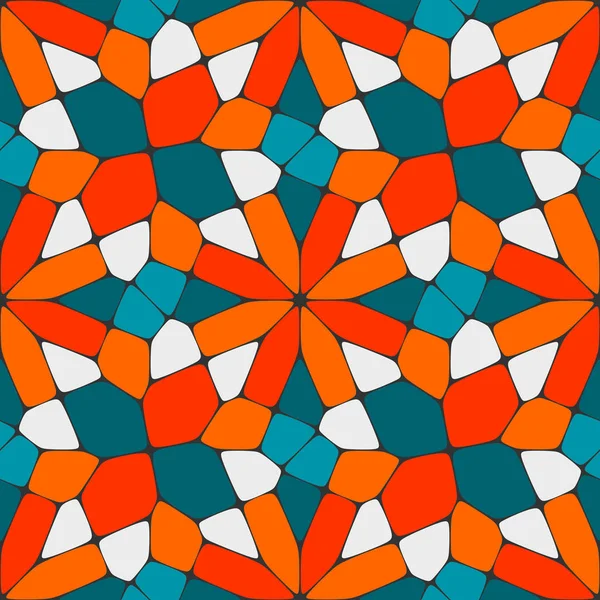 Vector Seamless Geometric Tiling Pattern in Teal and Orange — Stock Vector