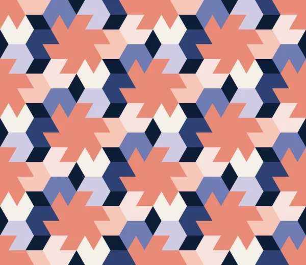 벡터 원활한 추상적인 기하학적 육각 기와 모양 패턴 핑크 블루와 네이 비 색상 — 스톡 벡터