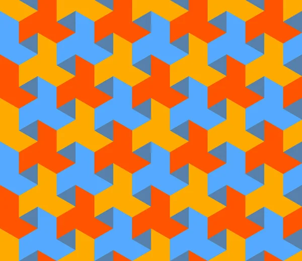 Vektor bezešvé abstraktní geometrické šestihranný trojúhelník vzor modrá žlutá a oranžová — Stockový vektor
