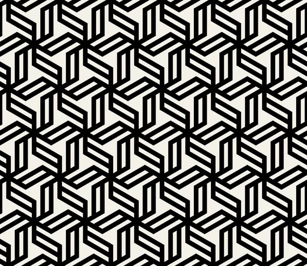 Patrón de líneas geométricas hexagonales abstractas en blanco y negro sin costura vectorial — Archivo Imágenes Vectoriales