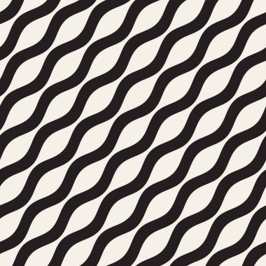 Dalgalı dalgalanma satırları. Vektör sorunsuz siyah-beyaz desen.