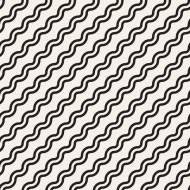 Vektör sorunsuz siyah ve beyaz basit çapraz dalgalı çizgiler desen