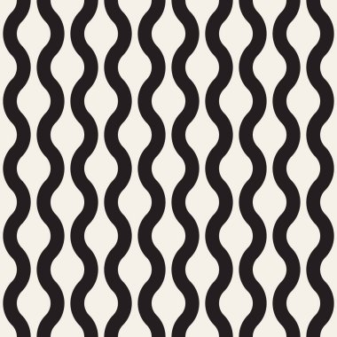 Desen vektör sorunsuz siyah ve beyaz dalgalı çizgiler