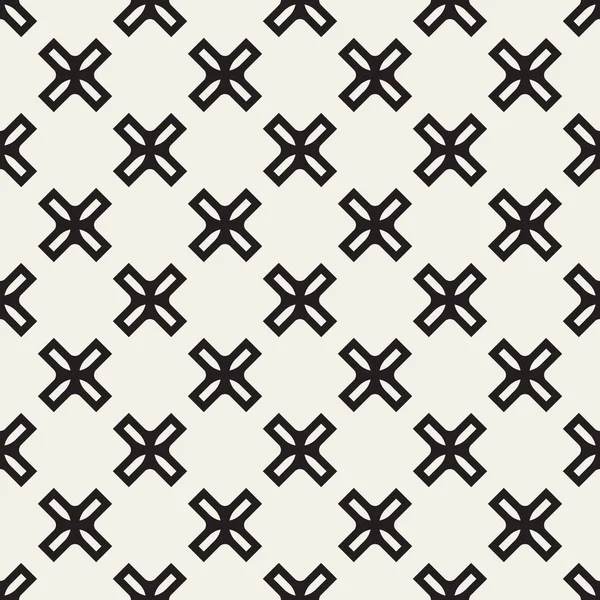 Vetor sem costura preto e branco simples Cruz quadrado padrão — Vetor de Stock