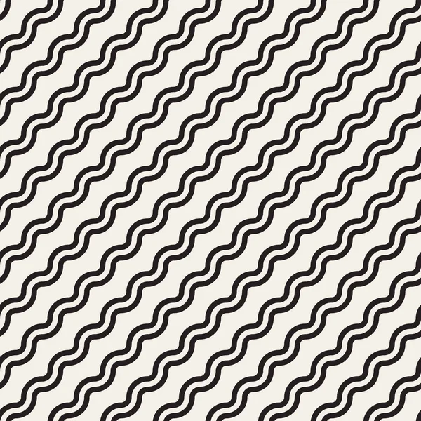 Vektör sorunsuz siyah ve beyaz basit çapraz dalgalı çizgiler desen