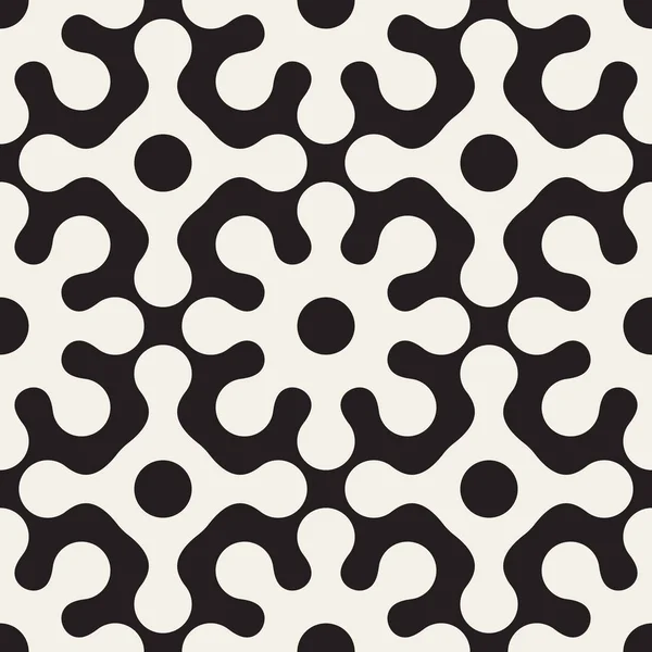 Modèle floral arrondi noir et blanc sans couture vectoriel — Image vectorielle