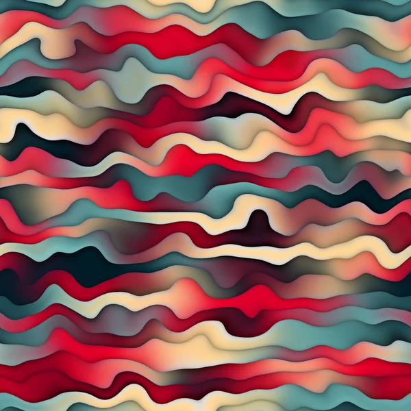 Raster senza cuciture blu rosso abbronzatura colore gradiente ondulato orizzontale strisce artistico modello astratto sfondo — Foto Stock