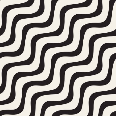 Dalgalı dalgalanma satırları. Vektör sorunsuz siyah-beyaz desen.