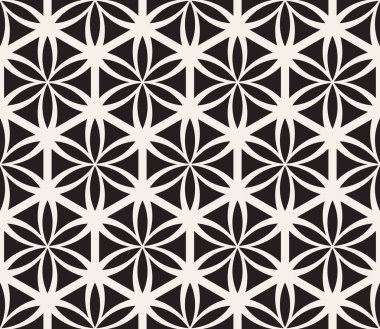 Vektör sorunsuz siyah ve beyaz çiçek hayat kutsal geometri çember desen