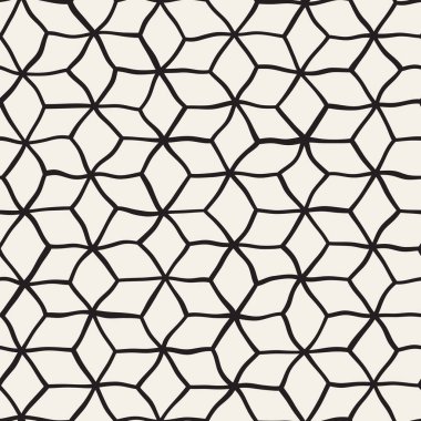 Rhombus ızgara desen vektör sorunsuz siyah ve beyaz el çekilmiş