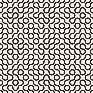 Vektör sorunsuz siyah ve beyaz daire labirent çizgi Truchet deseni yuvarlak