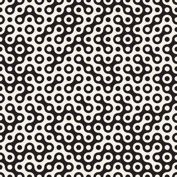 Vetor sem costura preto e branco círculos meio tom Truchet Pattern —  Vetores de Stock