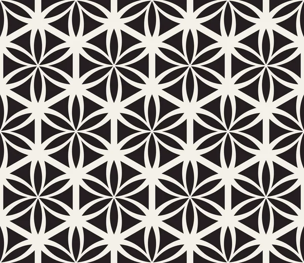 생활 신성한 형상 원형 패턴의 벡터 원활한 흑백 꽃 — 스톡 벡터