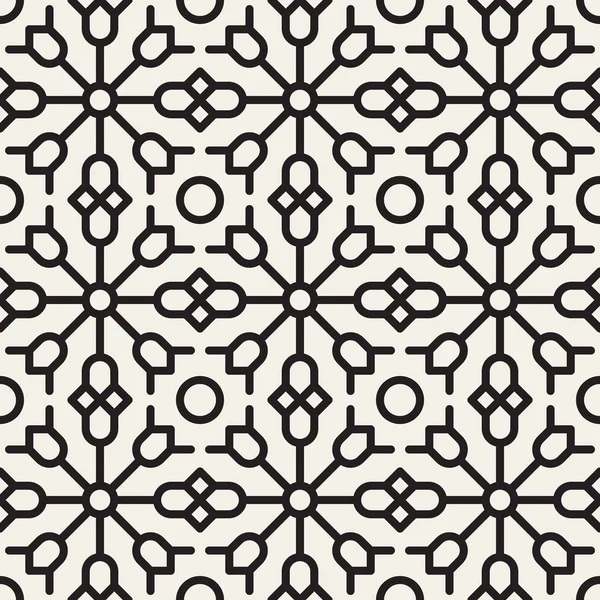 Vektor varrat nélküli fekete-fehér geometriai etnikai virág dísz vonalminta — Stock Vector
