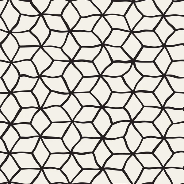 Wektor bezszwowe biały czarny ręcznie rysowane Rhombus wzór siatki — Wektor stockowy
