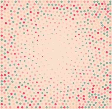 Vektör soyut Stippeling pembe mavi beyaz daireler Dotwork çerçeve arka plan