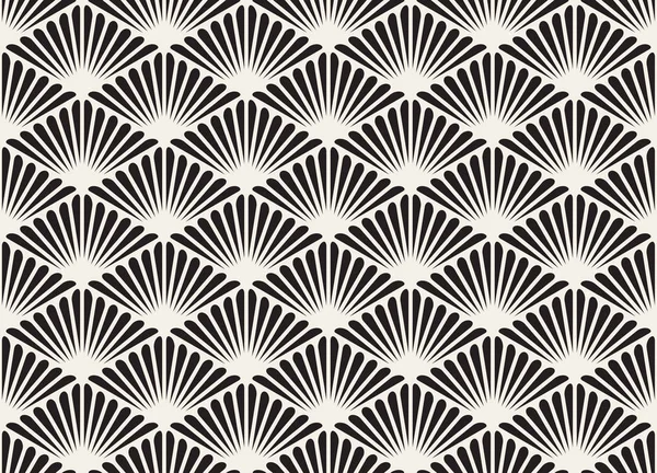 벡터 흑인과 백인 원활한 유기 꽃 햇살 라인 그리드 기하학적 패턴 — 스톡 벡터