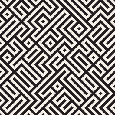 Vektör sorunsuz siyah ve beyaz düzensiz geometrik blok desen