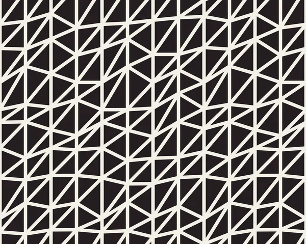 Vektor varrat nélküli fekete-fehér szabálytalan háromszög vonalak rács szerkezeti minta — Stock Vector