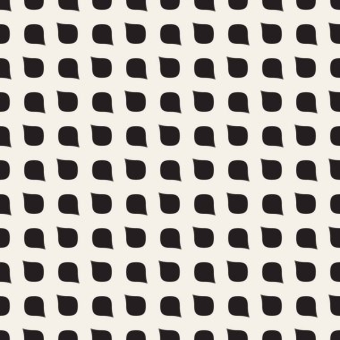Damla şekil ızgara desen vektör sorunsuz siyah ve beyaz yuvarlak