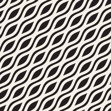 Dalgalı dalgalanma satırları. Vektör sorunsuz siyah-beyaz desen.