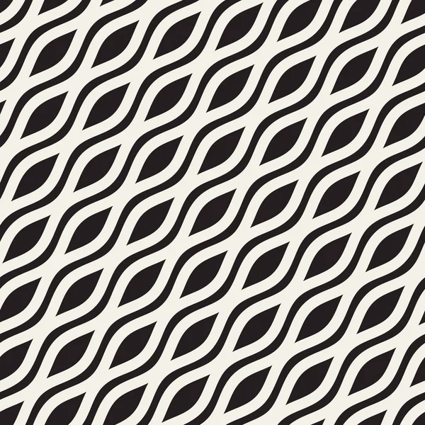 Lignes ondulées ondulées. Modèle noir et blanc sans couture vectoriel . — Image vectorielle