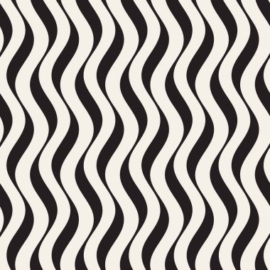 Dikey dalgalı çizgiler desen vektör sorunsuz siyah ve beyaz el çekilmiş