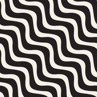 Dalgalı dalgalanma satırları. Vektör sorunsuz siyah-beyaz desen.
