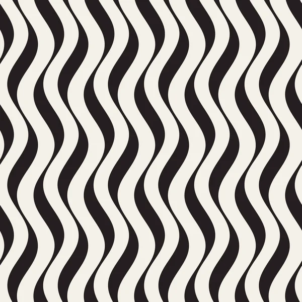 ベクトル シームレスな黒と白手で波線の縦線パターンを描画 — ストックベクタ