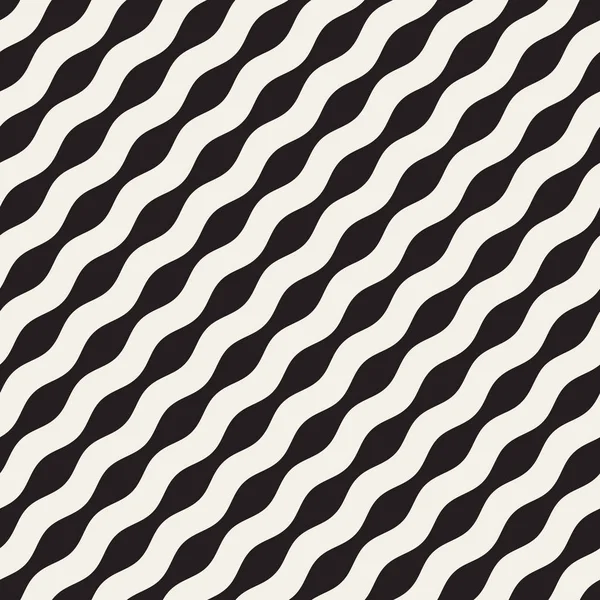 Golvende rimpel lijnen. Vector naadloze Black and White Pattern. — Stockvector