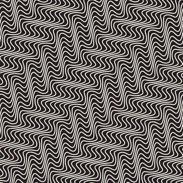 Rayures ondulées ondulées. Modèle noir et blanc sans couture vectoriel . — Image vectorielle