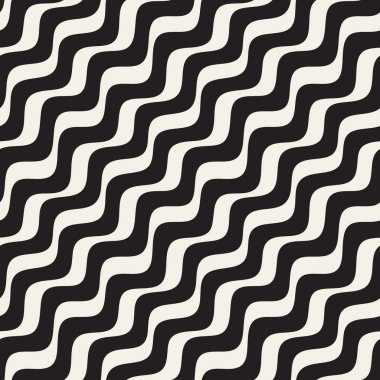 Çapraz dalgalı çizgiler desen vektör sorunsuz siyah ve beyaz el çekilmiş