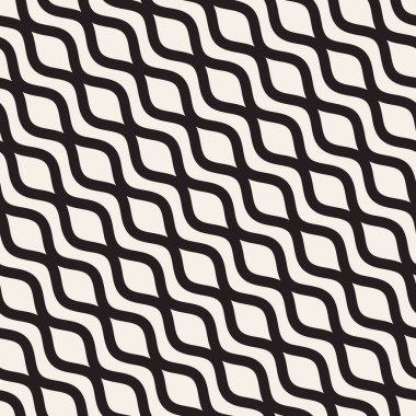 Dalgalı dalgalanma satırları. Vektör sorunsuz siyah-beyaz desen.