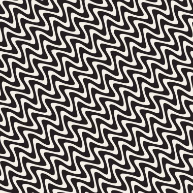 Dalgalı dalgalanma satırları. Vektör sorunsuz siyah-beyaz desen.