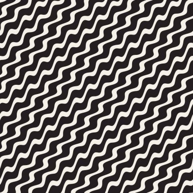 Dalgalı dalgalanma çizgili. Vektör sorunsuz siyah-beyaz desen.