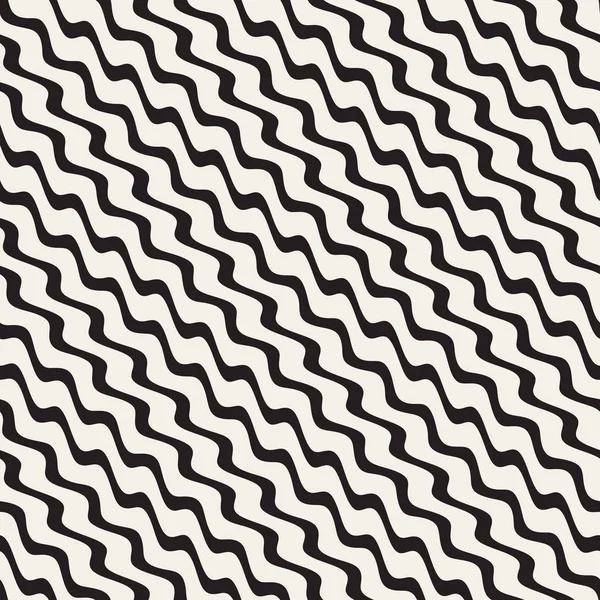 波形のリップル ストライプ。黒と白のシームレスなパターン ベクトル. — ストックベクタ
