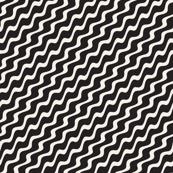 Dalgalı dalgalanma çizgili. Vektör sorunsuz siyah-beyaz desen.