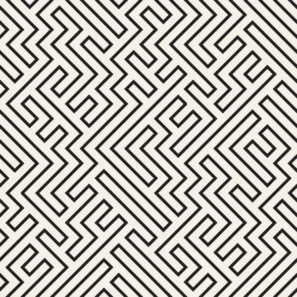 Lignes de labyrinthe irrégulières. Modèle noir et blanc sans couture vectoriel . — Image vectorielle