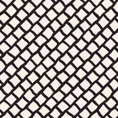 Rhombus kaldırım desen vektör sorunsuz siyah ve beyaz el çekilmiş