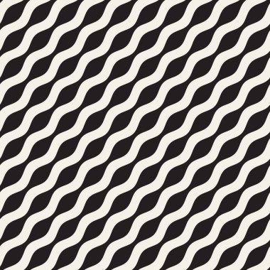 Dalgalı dalgalanma satırları. Vektör sorunsuz siyah-beyaz desen.