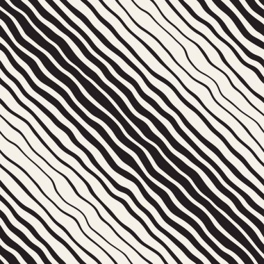 Dalgalı dalgalanma elle çizilmiş Degrade çizgiler. Vektör sorunsuz siyah-beyaz desen.
