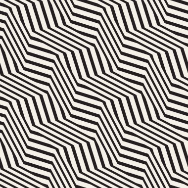 Zikzak sinirli çizgili optik illüzyon etkisi. Vektör sorunsuz siyah-beyaz desen.