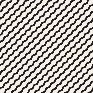 Dalgalı dalgalanma satırları. Vektör sorunsuz siyah-beyaz desen.
