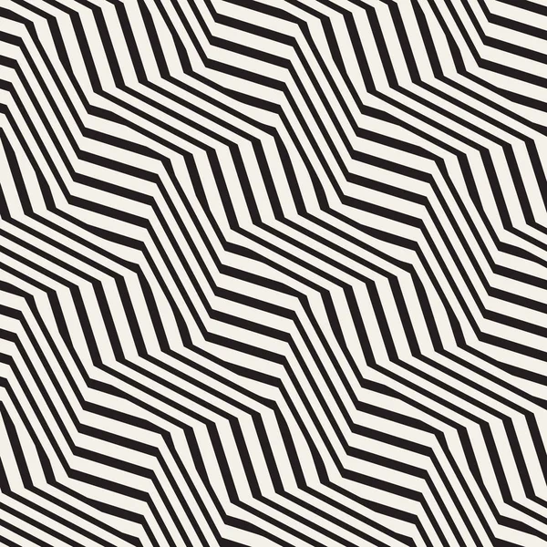 Zikzak sinirli çizgili optik illüzyon etkisi. Vektör sorunsuz siyah-beyaz desen.