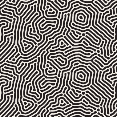 Organik düzensiz yuvarlak hatları. Vektör sorunsuz siyah-beyaz desen.
