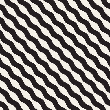Dalgalı dalgalanma satırları. Vektör sorunsuz siyah-beyaz desen.