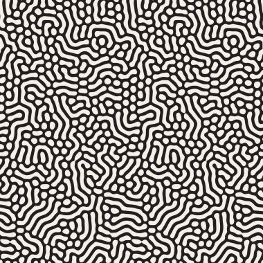 Organik düzensiz yuvarlak hatları. Vektör sorunsuz siyah-beyaz desen.