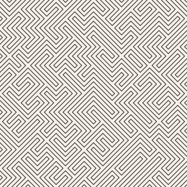 Düzensiz labirent çizgileri. Vektör sorunsuz siyah-beyaz desen.